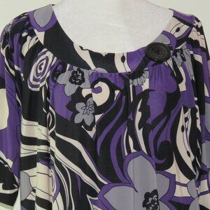 Susan Lawrence Women's Multi-Color Floral Short Sleeve Blouse Size 1X (C1126)